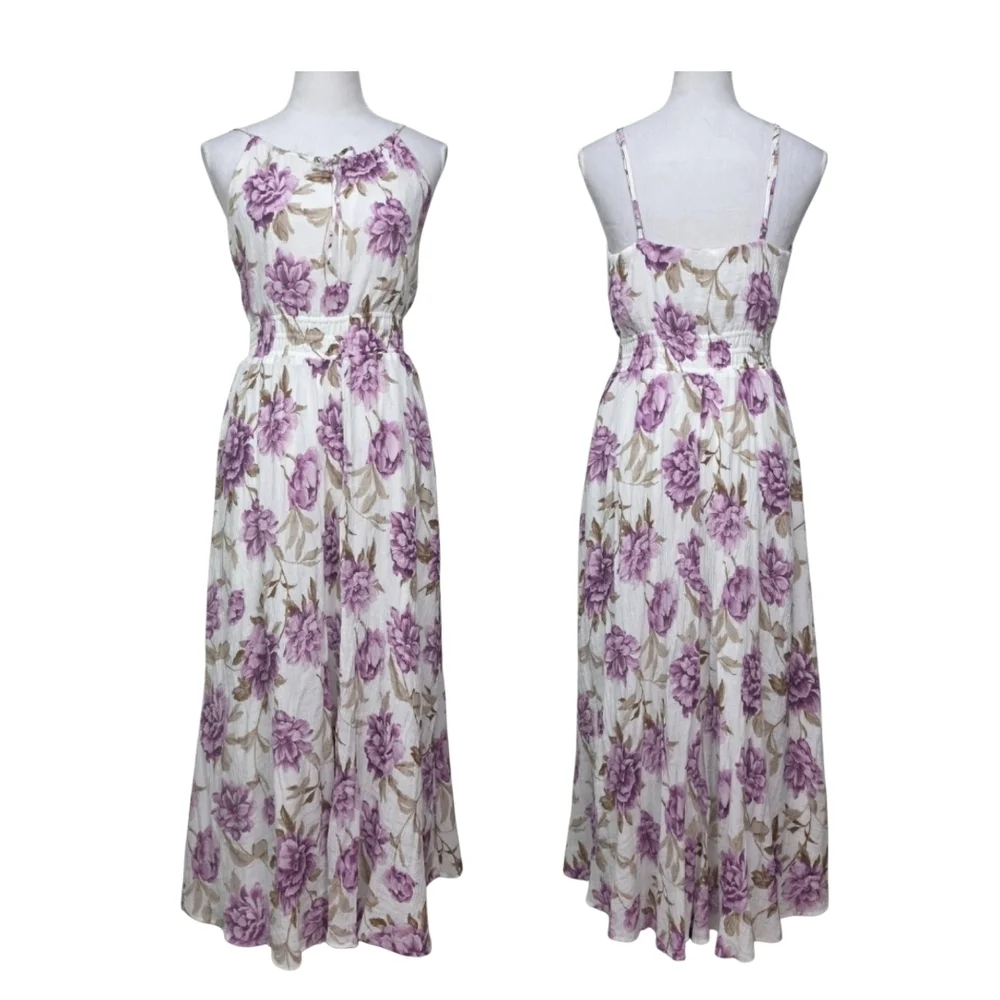 Abercrombie & Fitch Purple Floral Maxi Dress wSpagetti Straps Size Large